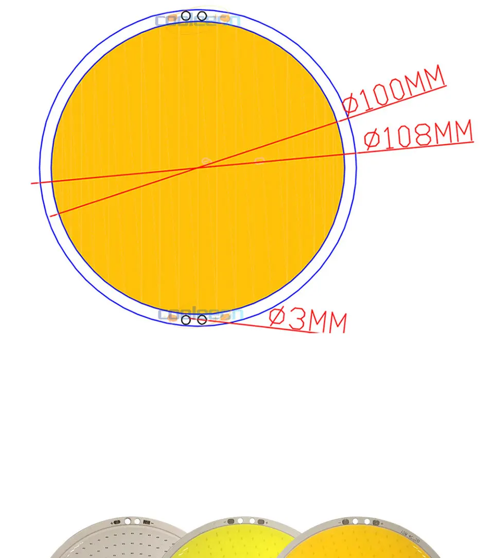 DC12V затемнения круглый COB светодиодный светильник Панель светильники 12V 50W Светодиодный лампа с диммером Синий Теплый Холодный белый Цвет Алюминий плата COB 108 мм