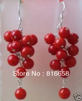 

Free shipping@@Red Coral Beads Drop Jewelry Earrings