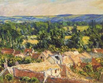 

High quality Oil painting Canvas Reproductions View on village of Giverny (1886) By Claude Monet hand painted