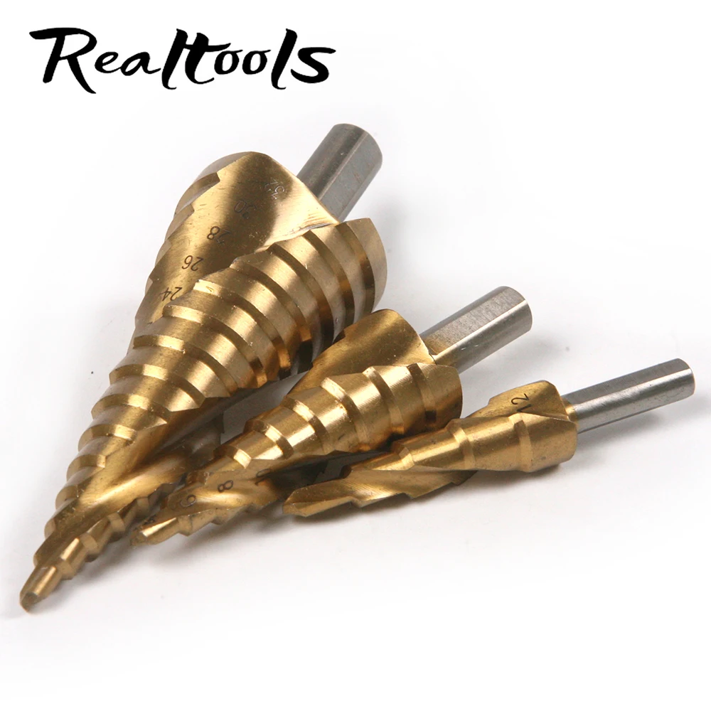 1PCS Step Core Drill bits 4 12mm 4 20mm 4 32mm Triangle handle Titanium