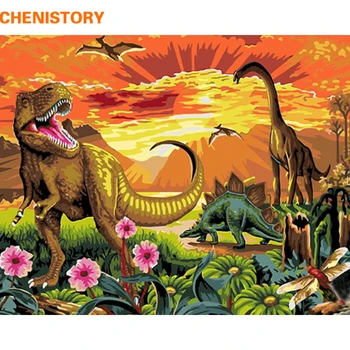 

CHENISTORY Frameless Jurassic Park DIY Painting By Numbers Modern Wall Art Canvas Painting Home Wall Art Decor 40x50cm Artwork