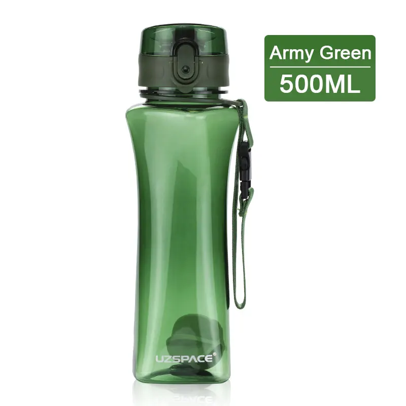 UZSPACE 500 мл 3 вида стилей Спортивная бутылка для воды креативный портативный герметичный пластиковый шейкер My Drink Bottle Tour hiking Tritan BPA Free - Цвет: 6006 Green