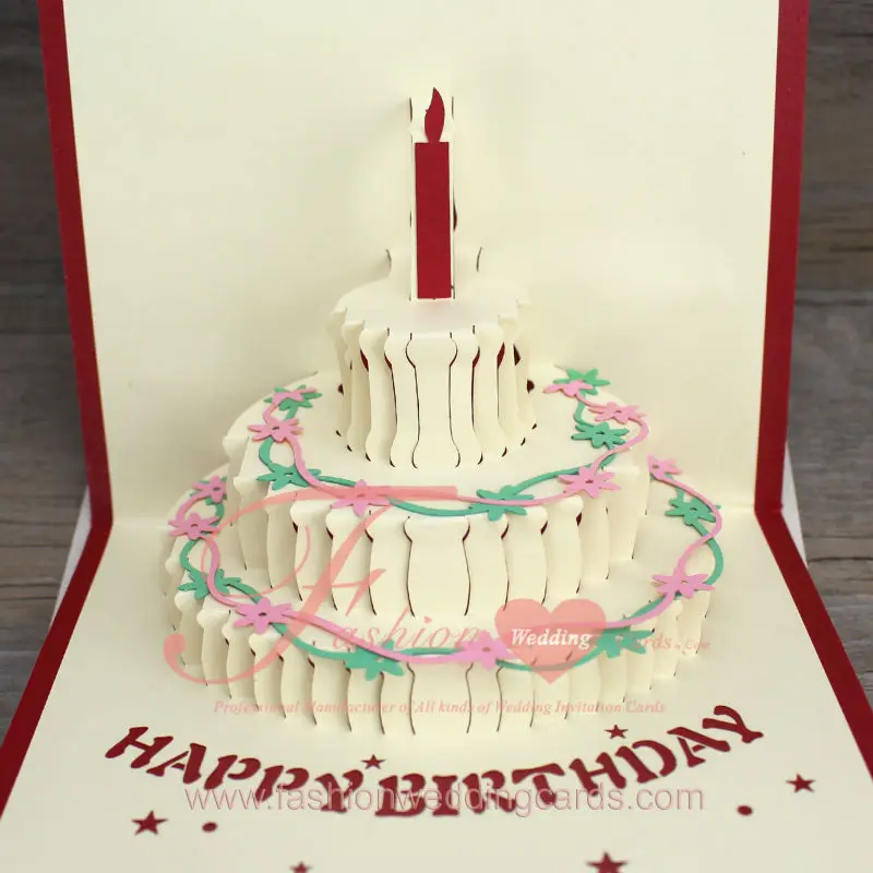 3d Pop Up Main Forme De Gateau D Anniversaire Cartes De Voeux Joyeux Anniversaire Cartes Pour Amis Aliexpress