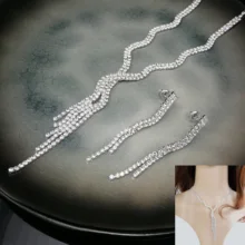 Элегантные свадебные наборы для женских платьев аксессуары кристалл горный хрусталь ожерелье серьги набор серебристого цвета к свадебному платью