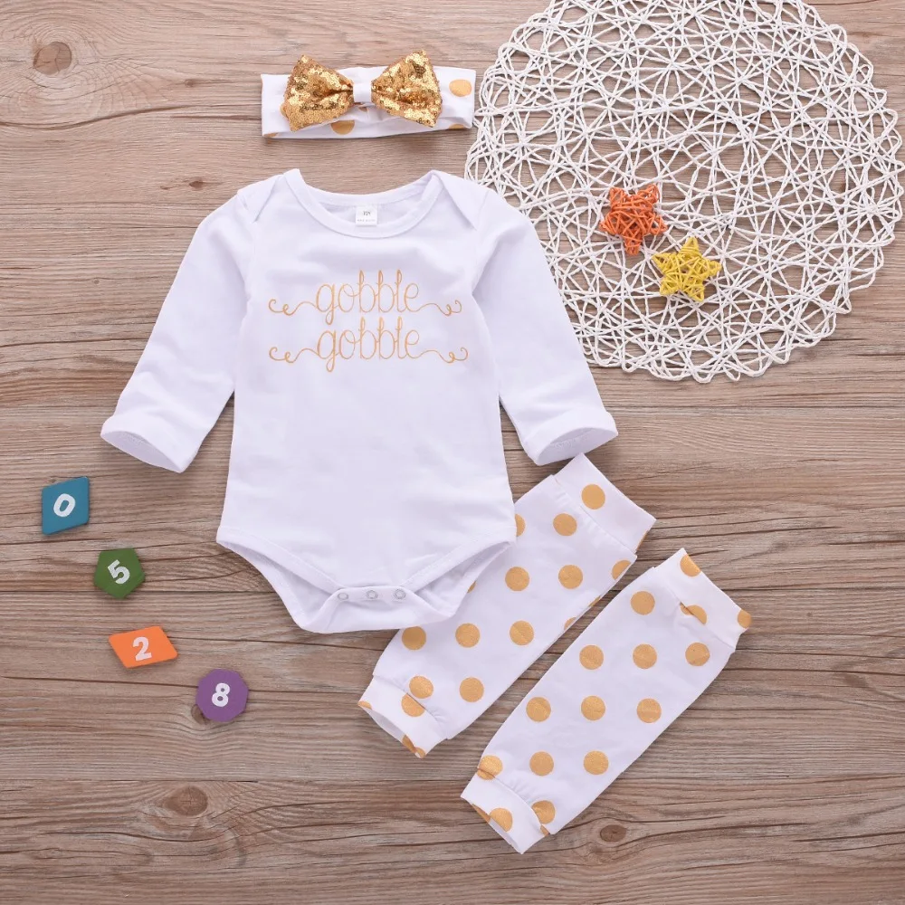 

Cukoe Baby Girls Clothes Sets Bodysuit+Bow+Pants for Newborn 3-18Month Toddler Children Clothes 3PCS Summer Fashion Clothing