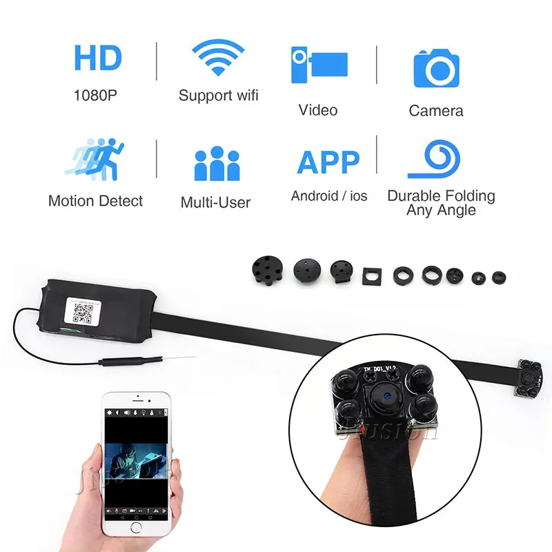 

IR Night Vision HD Mini WIFI Flexible Camera Module Video Audio Recorder Motion Sensor Remote Micro Cam with Button Accessories