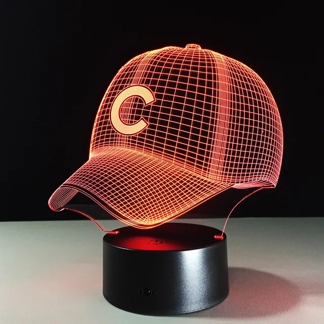 Us 12 99 35 Off Baseball Team Cap 3d Light Hiphop Hat Nightlight Led Desk Table Lamp For Kids Sleeping Sports Fan Best Gift In