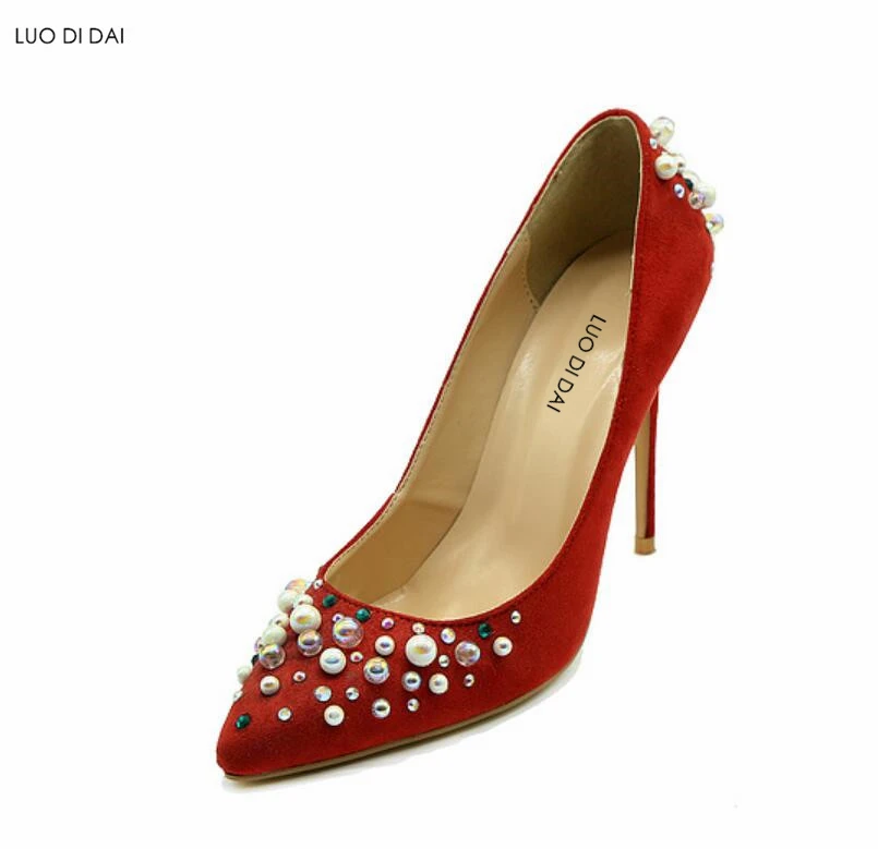 Pompes Rouge Point Sequin Talons Chaussures Mode Toe Nouvelle Hauts nOP0w8k