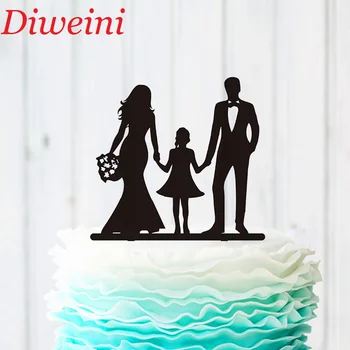 

Bride and Groom Cake Topper Wedding , Personalized Family Cake Topper With Girl, Acrylic Bridal Shower Party Cake Supplies