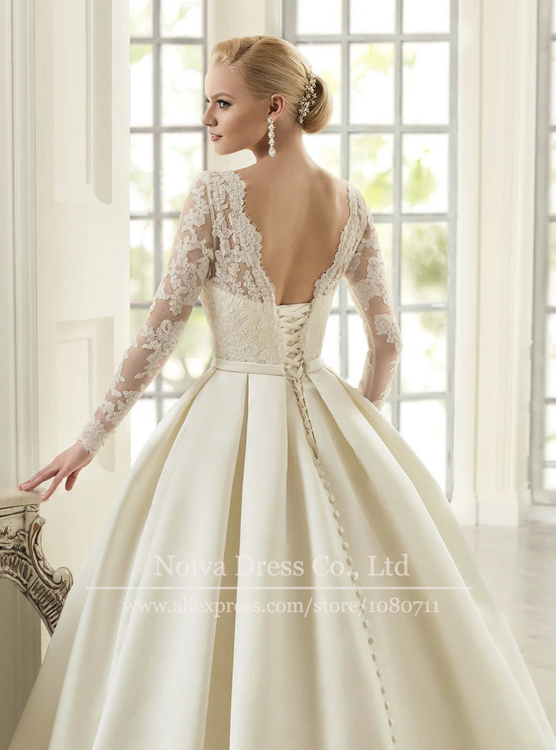Evening Gown With Illusion Neckline Long Sleeves
