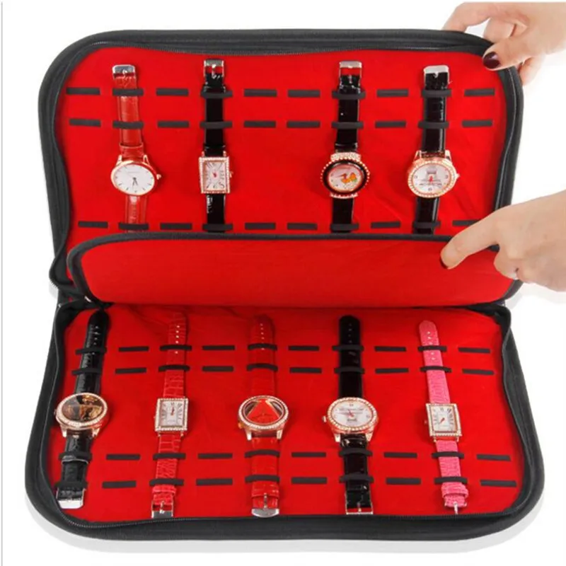 Wholesale fabric Watch Display bags Slot Case Jewelry Storage Organizer case Watch Tray Watch bag hot selling show bages Jewelry Packaging