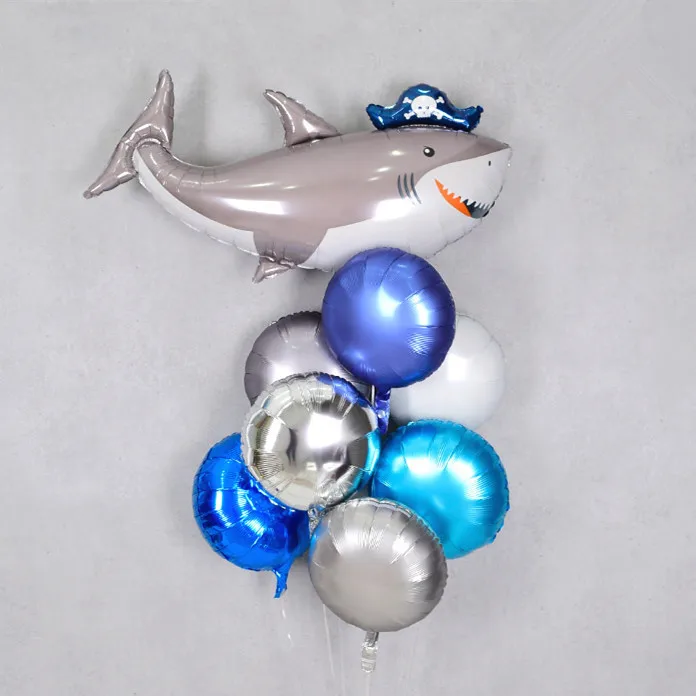 

1pc Big Grey Pirate Shark Balloons Sea Animal Large Shark Children Sea Baby Boy Party Favor Foil Baloon Inflatable Toys Globos