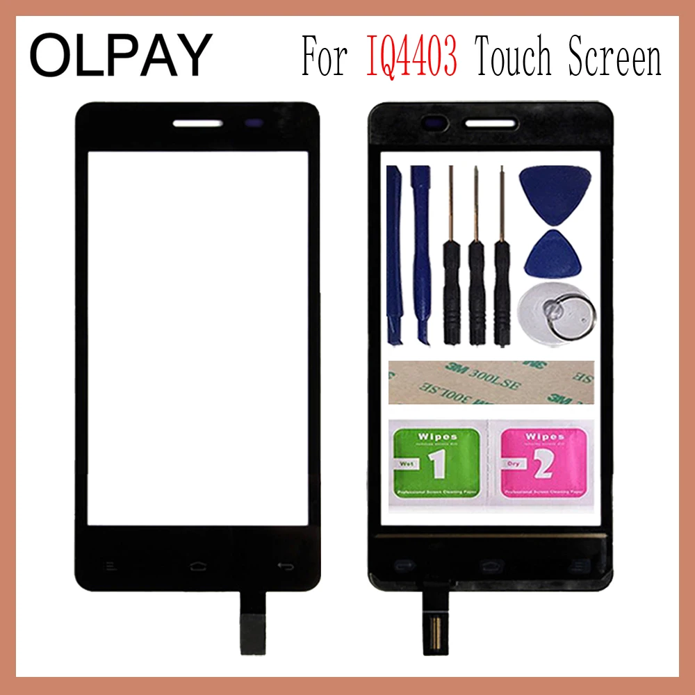 

OLPAY 4.5'' For Fly IQ4403 4403 Energie 3 Touch Screen Glass Digitizer Panel Lens Sensor Glass Free Adhesive And Wipes