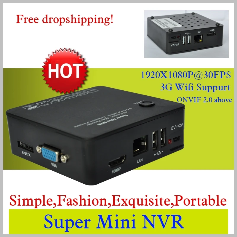 Сетевой видеорегистратор 4Ch Super Mini 1080P ONVIF NVR с цифровым зумом 15X обнаружение