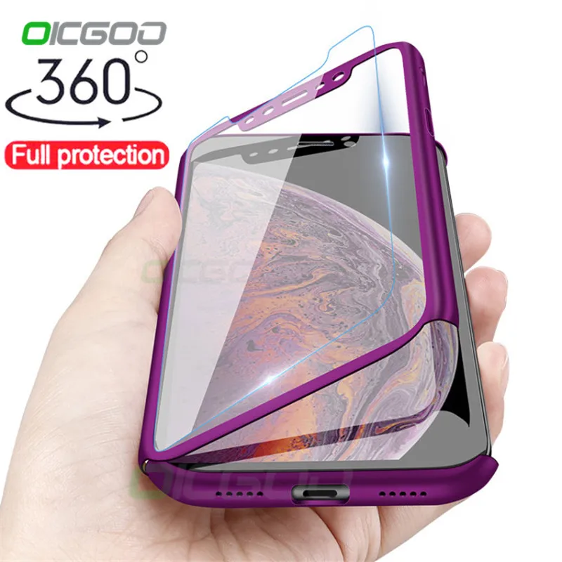 OICGOO Роскошный 360 градусов чехол для телефона для Apple iPhone XS MAX XR X полный чехол s для iPhone 6 6s 7 8 Plus чехол 5 5S SE XR Coque