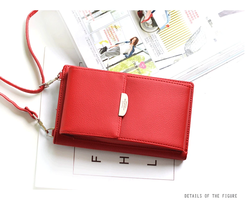 Новый Дизайн Для женщин кошелек Мода PU кожаные длинные деньги бумажник сцепления твердых Цвета мини мобильный телефон сумки цепи Для