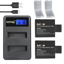 New LCD USB Dual Battery Charger +2x SJCAM SJ4000 battery+ Euro /car cable for DVR SJ4000 SJ5000 SJ6000 SJ7000 M10 Action camera