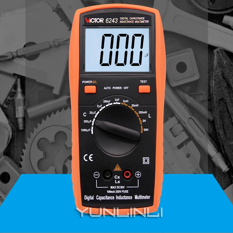 Medidor de Capacitância Digital com Backlight Instrumento de Teste de Medidor de Indutância Handheld High-precision Display Digital Vc6243