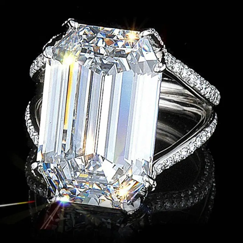 

Women Big Stone Silver Rings Fashion Jewelry Valentines Day Gift