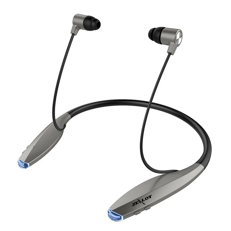 ZEALOT H7 Bluetooth наушники с магнитом новые беспроводные наушники привлекательные тонкие шейные спортивные наушники с микрофоном - Цвет: Серый