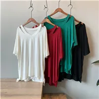 Harajuku-Modal-Korean-Style-Women-T-Shirt-Solid-Hollow-Out-Casual-Streetwear-Vintage-V-Neck-Half