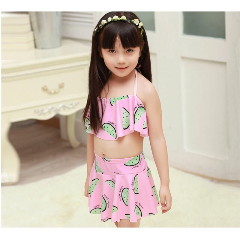 Girls Fruit Watermelon Printed Swimwear Baby Swimwear Girl Ruffled