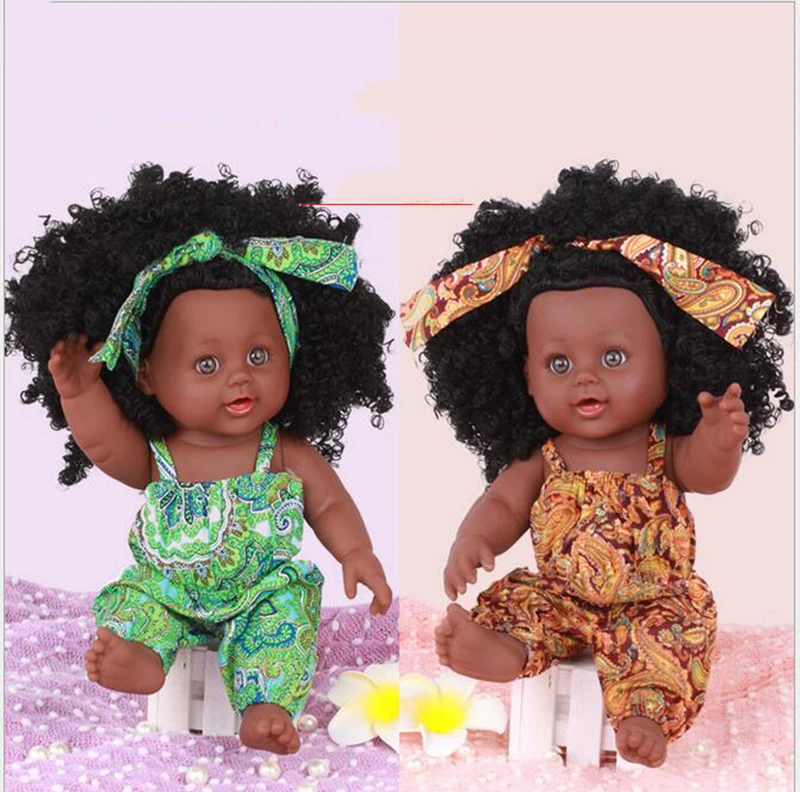 

30CM Black African Girl Baby Reborn Dolls Silicone Vinyl Children Cheap Toys Gifts Collections