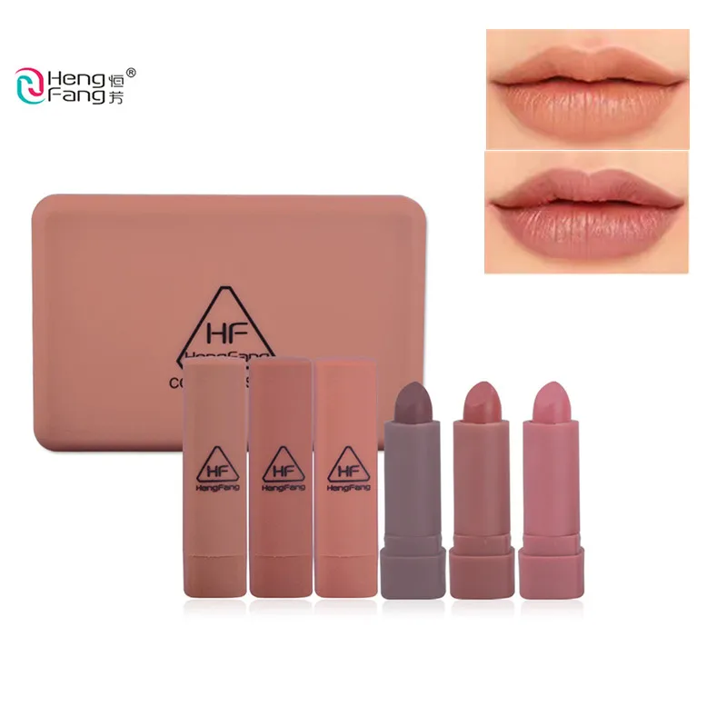 

Pumpkin Color Velvet Matte Lipstick HengFang Lip Tint Makeup Long Lasting Not Fade Batom Lipstick Sample Set 6color/set Cosmetic
