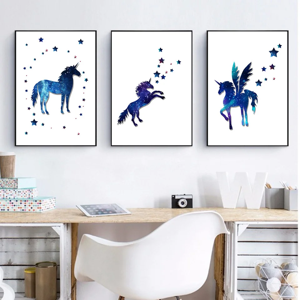 Creative-Starry-Sky-Horse-Posters-And-Print-Art-Canvas-Painting-Wall-Pictures-For-Kids-Rooms-Decor (2)