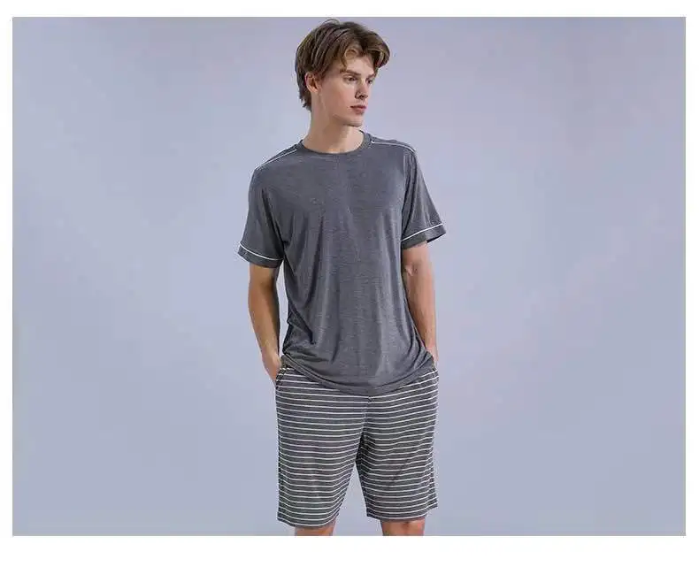 Хорошее качество модальный материал дышащая Домашняя мужская пижама пижамный комплект 2 шт
