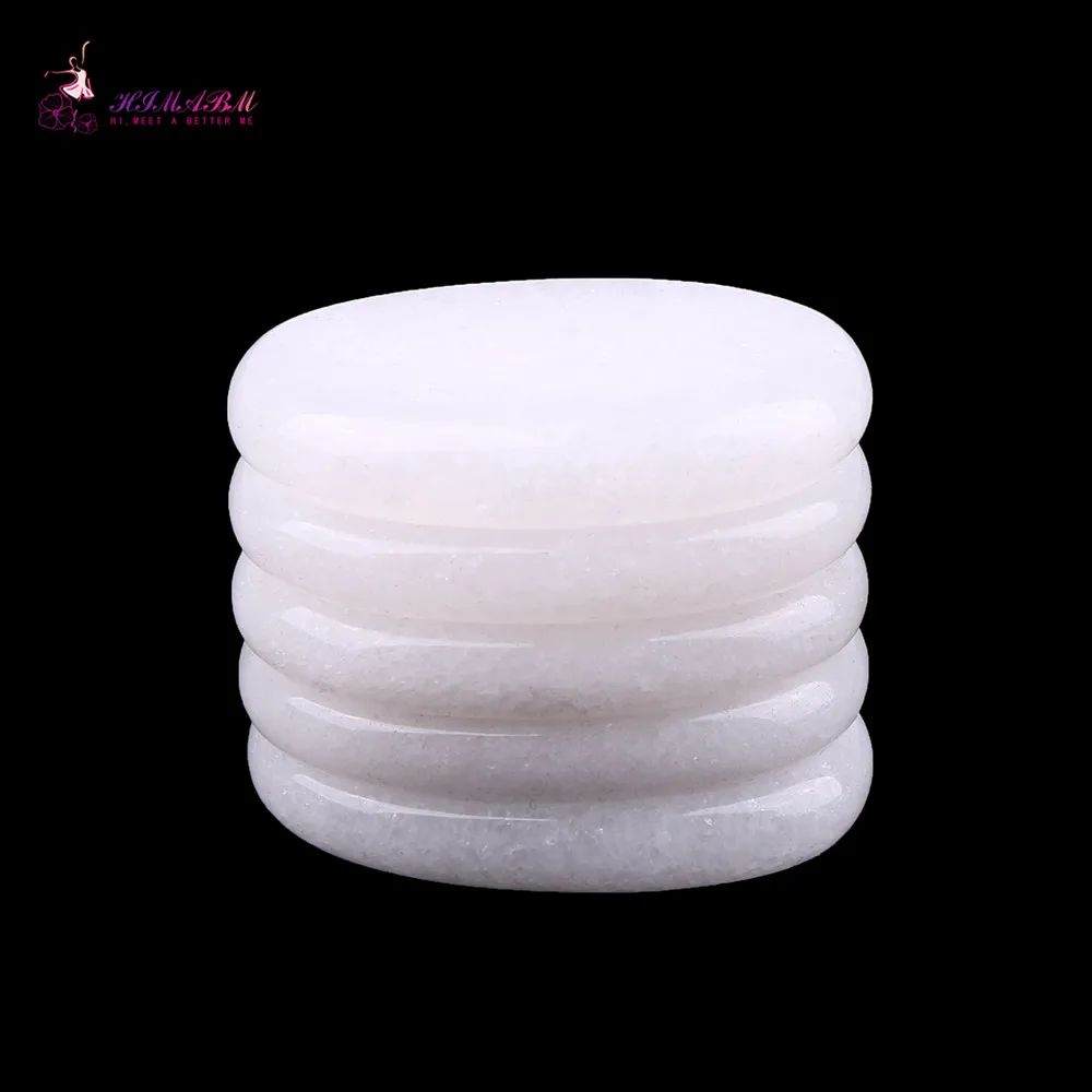 HIMABM 5 Pieces Natural White Jade Hot Stone Basalt Massager Facial Toe Finger Massage Lava Rock 4*3cm HIMABM 5 Pieces Natural White Jade Hot Stone Basalt Massager Facial Toe Finger Massage Lava Rock 4*3cm