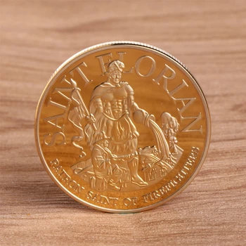 

Children Love Interesting Commemorative Coin Collection Art Plating Imitation Golden Firefighters Rescue