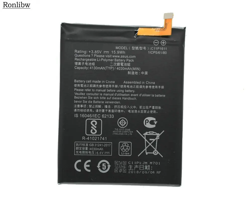 

Ronlibw 4130mAh C11P1611 battery Replacement for ASUS Zenfone 3 Max Z3 MAX ZC520TL PegASUS 3 X008 X008D Z01B Smart phone