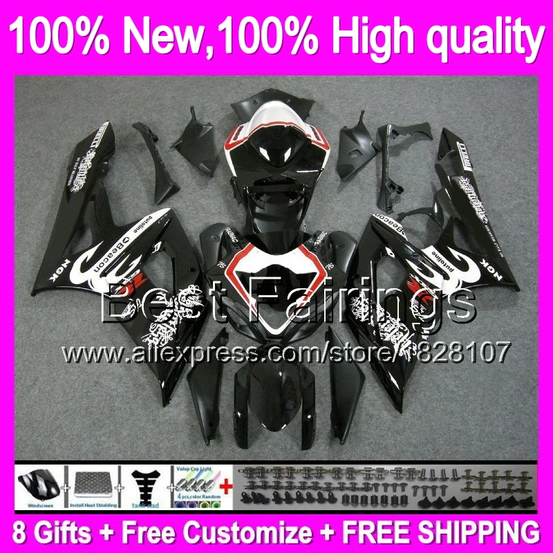 

Fairing Black white+ For SUZUKI GSXR1000 05 06 GSX R1000 88B12 Black GSX-R1000 GSXR-1000 05-06 K5 GSXR 1000 2005 2006 +Decal