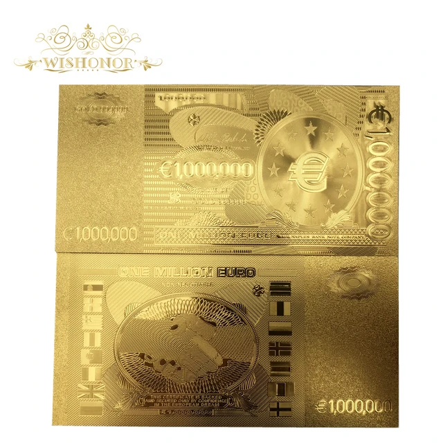 10 unids/lote de billetes de oro de un millón de euros de 24k chapado en oro de 24 quilates para regalos de recuerdo de negocios 10 unids/lote de billetes de oro de un millón de euros de 24k chapado en oro de 24 quilates para regalos de recuerdo de negocios