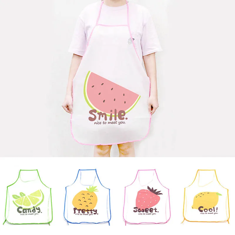 

1Pcs Anti-oil Aprons Waterproof Translucence Fruit Pattern BBQ Tool Baking Cooking Waist Bib Kitchen Apron Sleeveless
