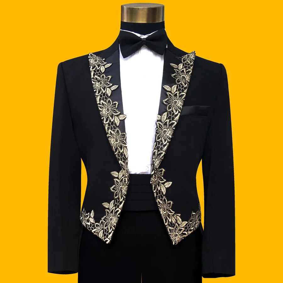 Veste-Pantalon-Bowtie-Marque-De-Mode-Hommes-costumes-Smokings-Tailcoat-M-le-Mariage-Mince-Blazers