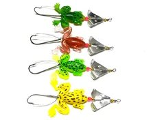 HENGJIA 4pcs New frogs Fishing Lure Set Rubber Gentle Fishing Lures Bass SpinnerBait spoon Lures carp fishing sort out pesca