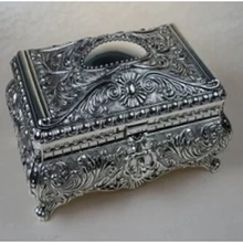 Модные Винтаж панк старший олова металлическая коробка для драгоценностей тиснением классический орнамент изысканные украшения Z009
