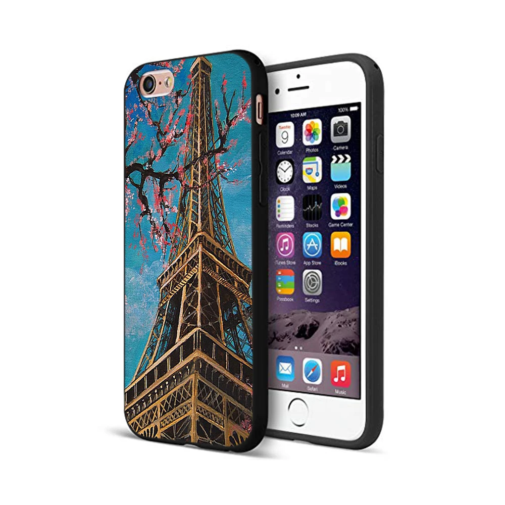 Черный чехол из ТПУ для iphone 5 5s se 6 6s 7 8 plus x 10 силиконовый XR XS 11 pro MAX с Эйфелевой