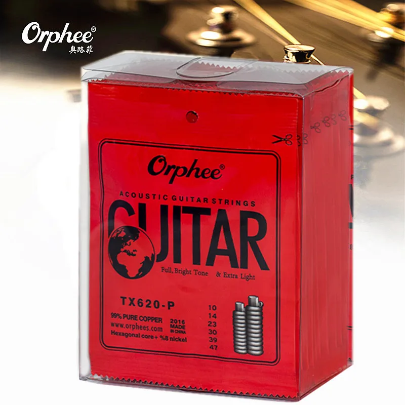 Orphee010 047acoustic guitar strings red cooper 99 pure cooper anti