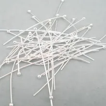 Медные штифты с шариковой головкой, посеребренные 3,5 см(1 3/") длинные, 0,5 мм(калибр), 35 шт. Новинка