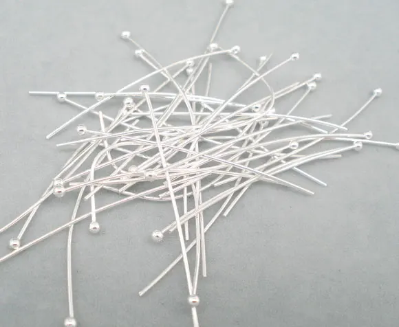 

Copper Ball Head Pins Silver Plated 3.5cm(1 3/8") long, 0.5mm ( gauge), 35 PCs new