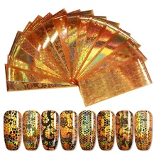 16 шт./компл. Шарм Золотая фольга для ногтей Металлизированное украшение для ногтей Цвет переводные наклейки бумажные наклейки смешанный цветочный украшения для ногтей DIY