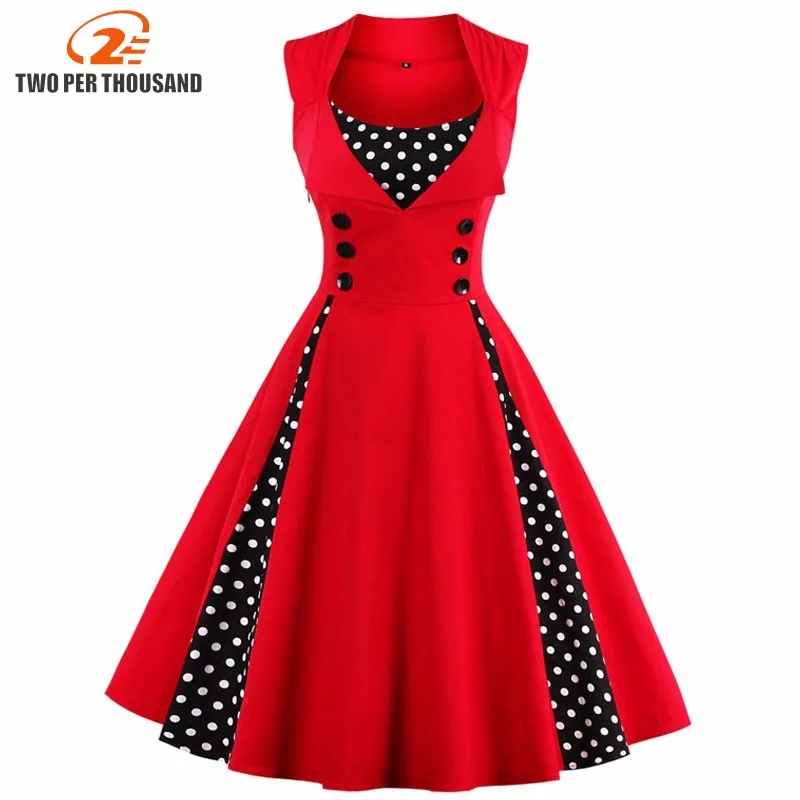 Buy Cheap S-4XL Women Robe Pin Up Dress Retro 2017 Vintage 50s 60s Rockabilly Dot Swing Summer female Dresses Elegant Tunic Vestido