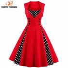 Save 3.9 on S-4XL Women Robe Pin Up Dress Retro 2017 Vintage 50s 60s Rockabilly Dot Swing Summer female Dresses Elegant Tunic Vestido