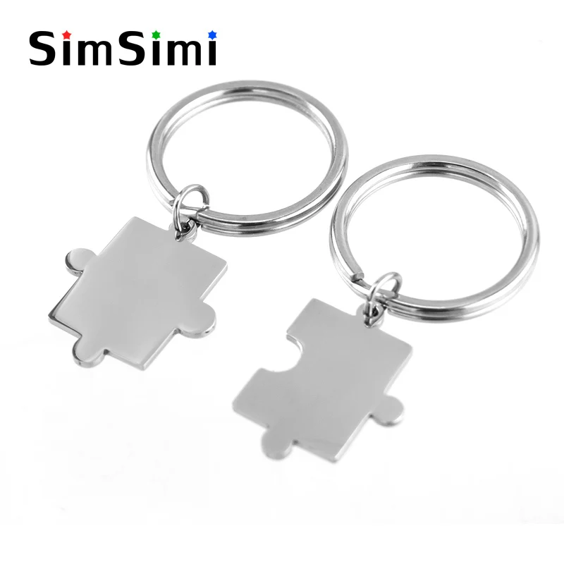 

Simsimi puzzle pendant 28mm Keychain blank charm for personalized print engraved key chain Stainless steel wholesale 1pcs