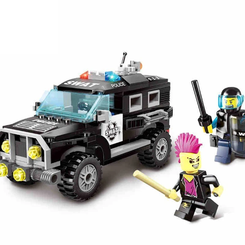 

190pcs SWAT model city series Children's building blocks toy Compatible Legoingly city Explosion-proof police and car