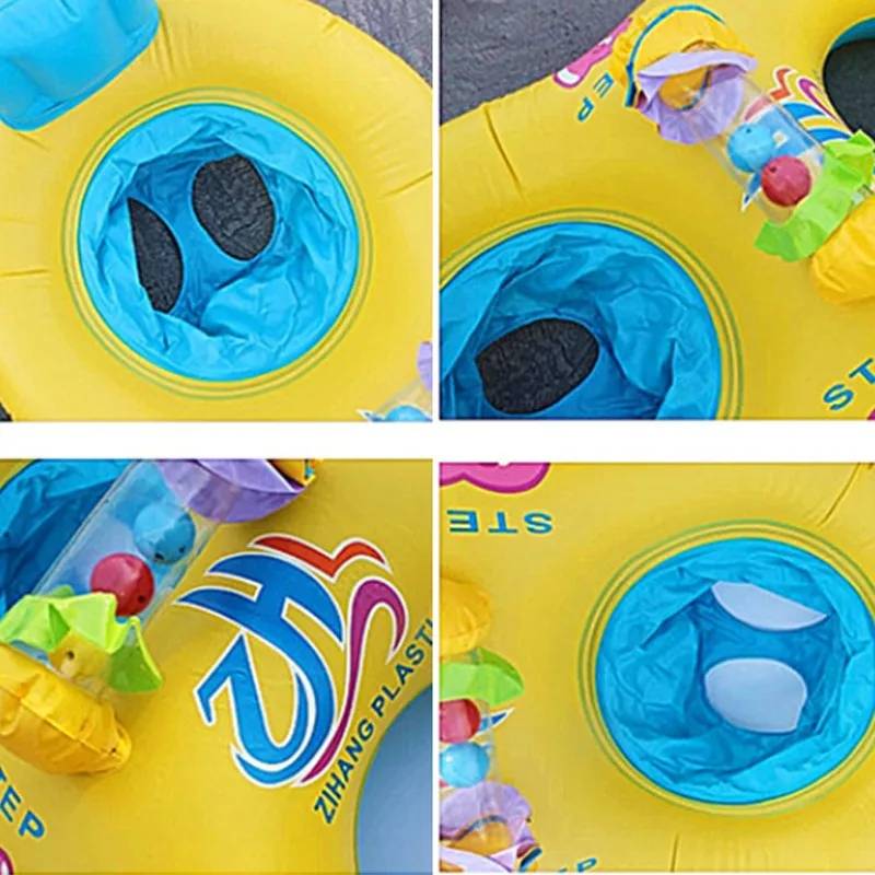 Inflatable baby swimming neck ring mother child swim circle double swim float seat