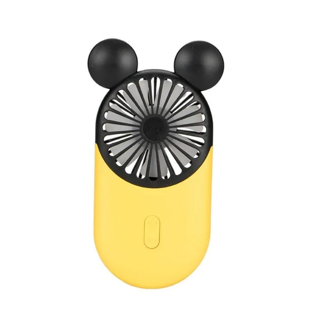 Портативный Mini USB вентилятор кондиционер охладитель воздуха вентиляторы охлаждения Перезаряжаемые с светодиодный ночной Светильник для Лето Вентилятор охлаждения с Микки-Маусом вентиляторы - Color: Yellow
